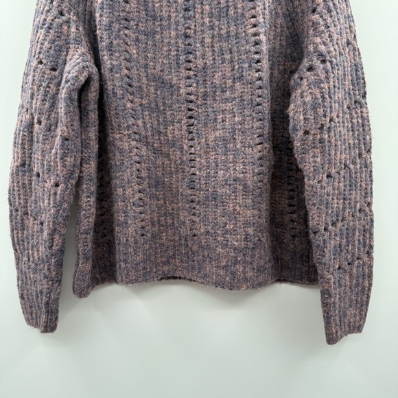 Madewell Pointelle Mockneck Long Sleeve Pullover Sweater in‎ Heather Eggplant M - Picture 5 of 12